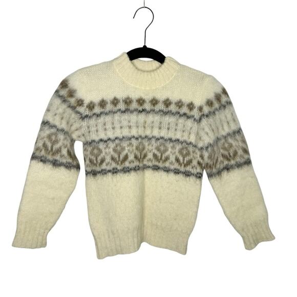 ALFOSS ICEWOOL / vintage cream off white fair isle wool sweater / 8